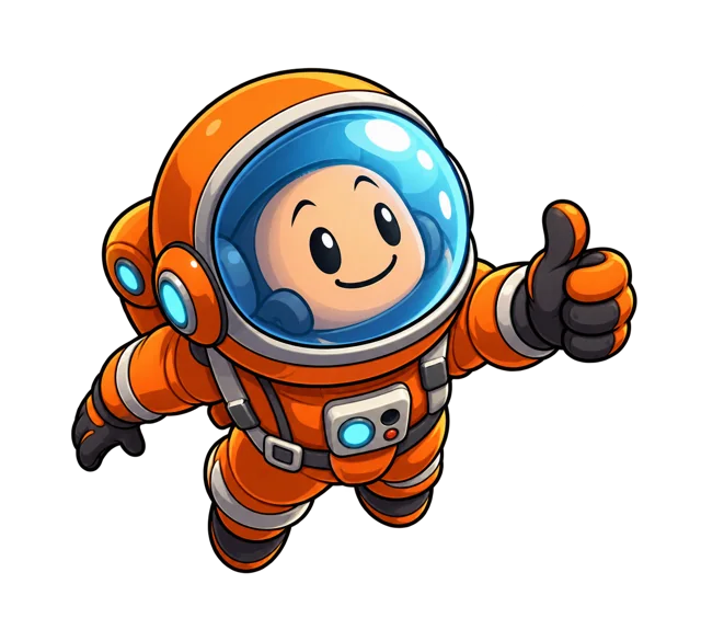 Pu gives a calm thumbs-up in his orange spacesuit.